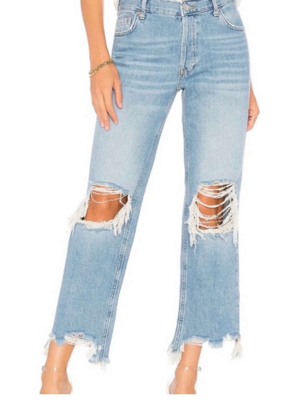 Free People MAGGIE Mid Rise Straight Leg Jeans